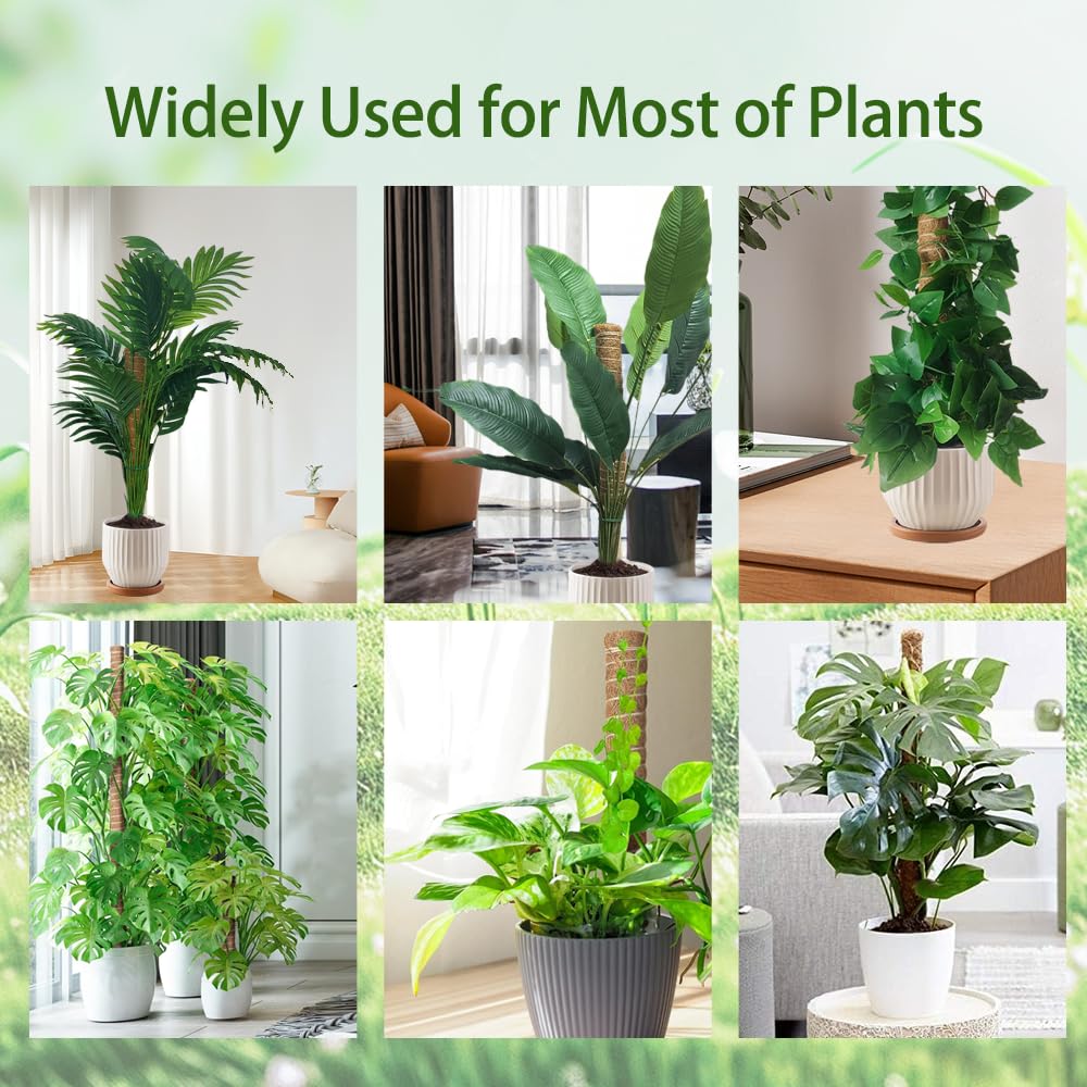 Monstera Plant Support Moss Pole: 2 Pack 16 Inch Stackable Coco Coir Moss Totem Stake Tall Stand Grow Stick Plants Rod Moss Holder for House Live Plant,Indoor Climbing Potted,Vine,Pothos,Philodendron
