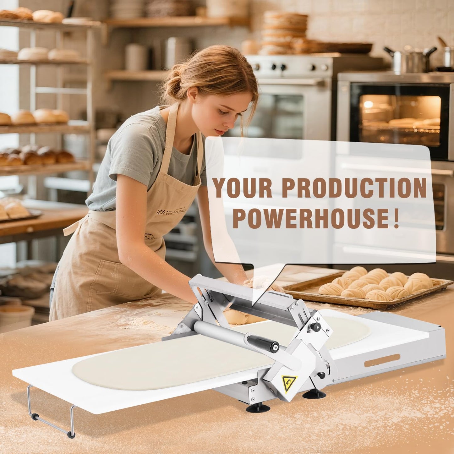 Folding Dough Sheeter 15.5in Manual Dough Sheeter Machine Folding Dough Rolling Machine Pastry Sheeter Stainless Steel Thickness Adjustable 2.5-25MM