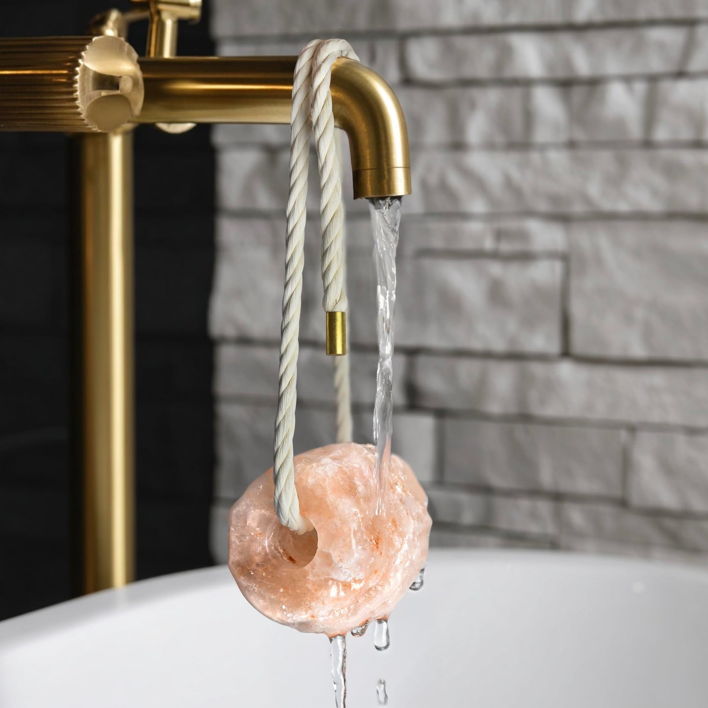 UMAID Himalayan Pink Salt Rock for Shower & Bath – Salt Buddy™ 4 lb Hanging Mineral Stone for Spa-Inspired Relaxation, Self-Care & Bath Soaks, Unique Wellness & Home Spa Gifts for Men & Women