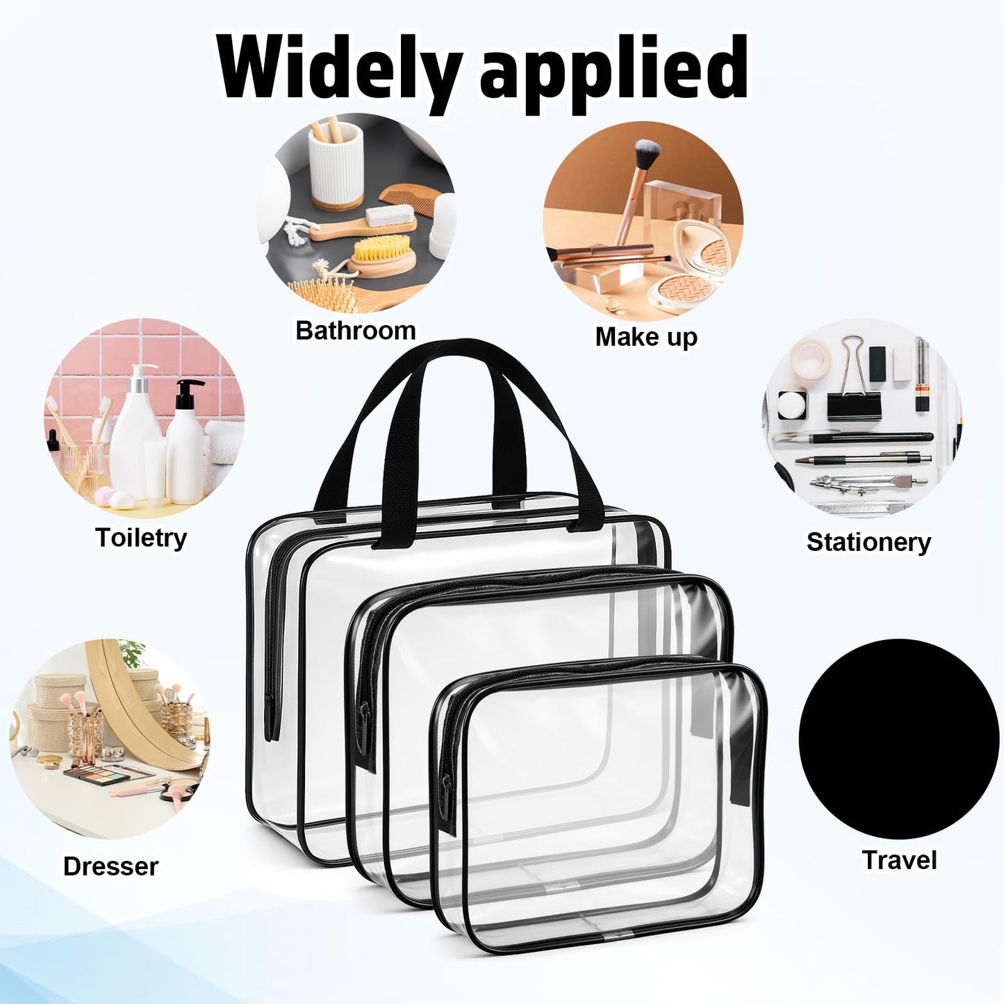 AOZUO 12 Pack Clear Makeup Bags, PVC Clear Pouches with Zipper TSA Approved Waterproof Storage Bags Multipurpose Pouch with Handle for Suitcase Pants Cashmere Sweaters Shirts Dress Storage