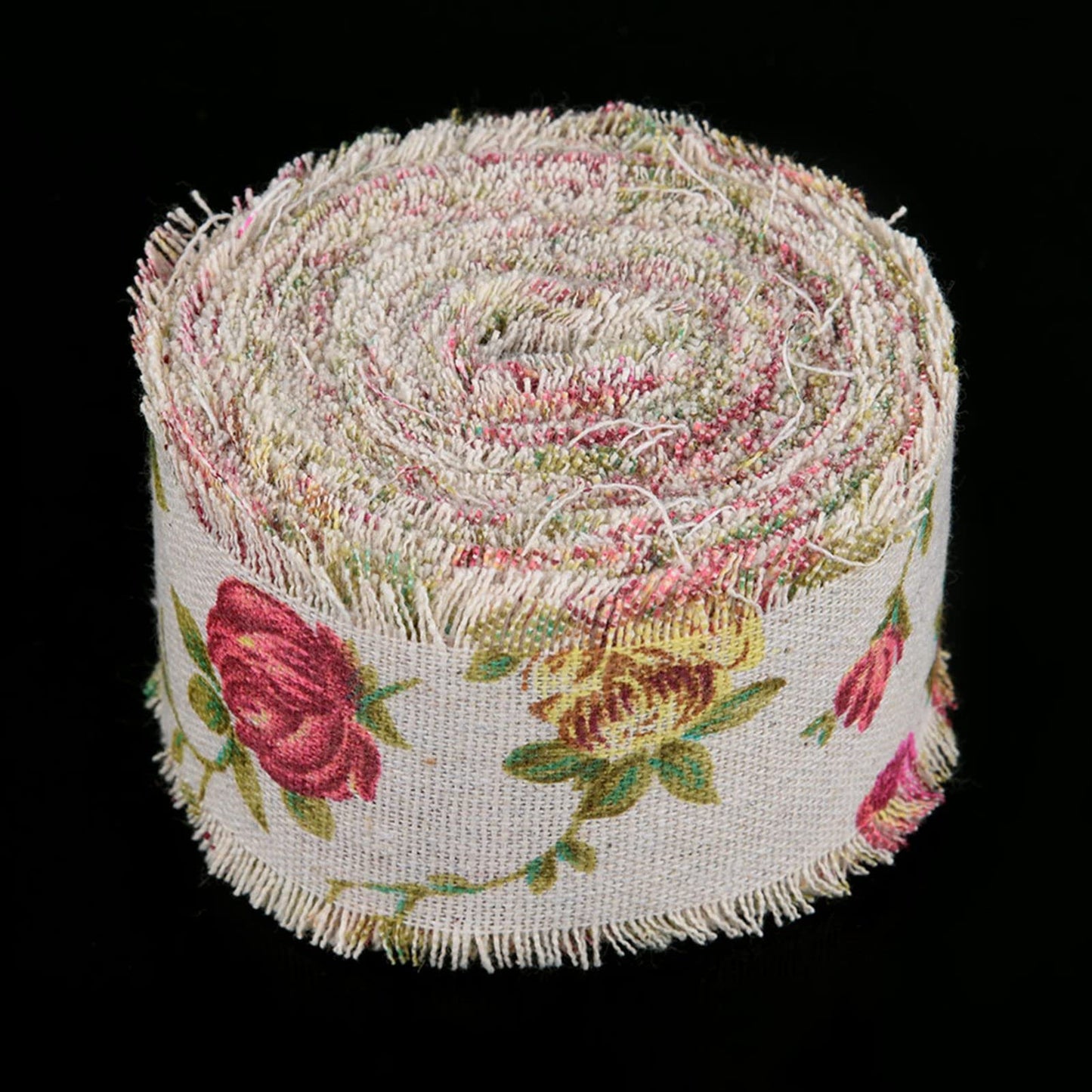 Printed Rose Flower Burlap Ribbon, 10m/32.8ft Hessian Jute Belt Strap Fabric, Wedding Birthday Party Decor, Home Embellishment