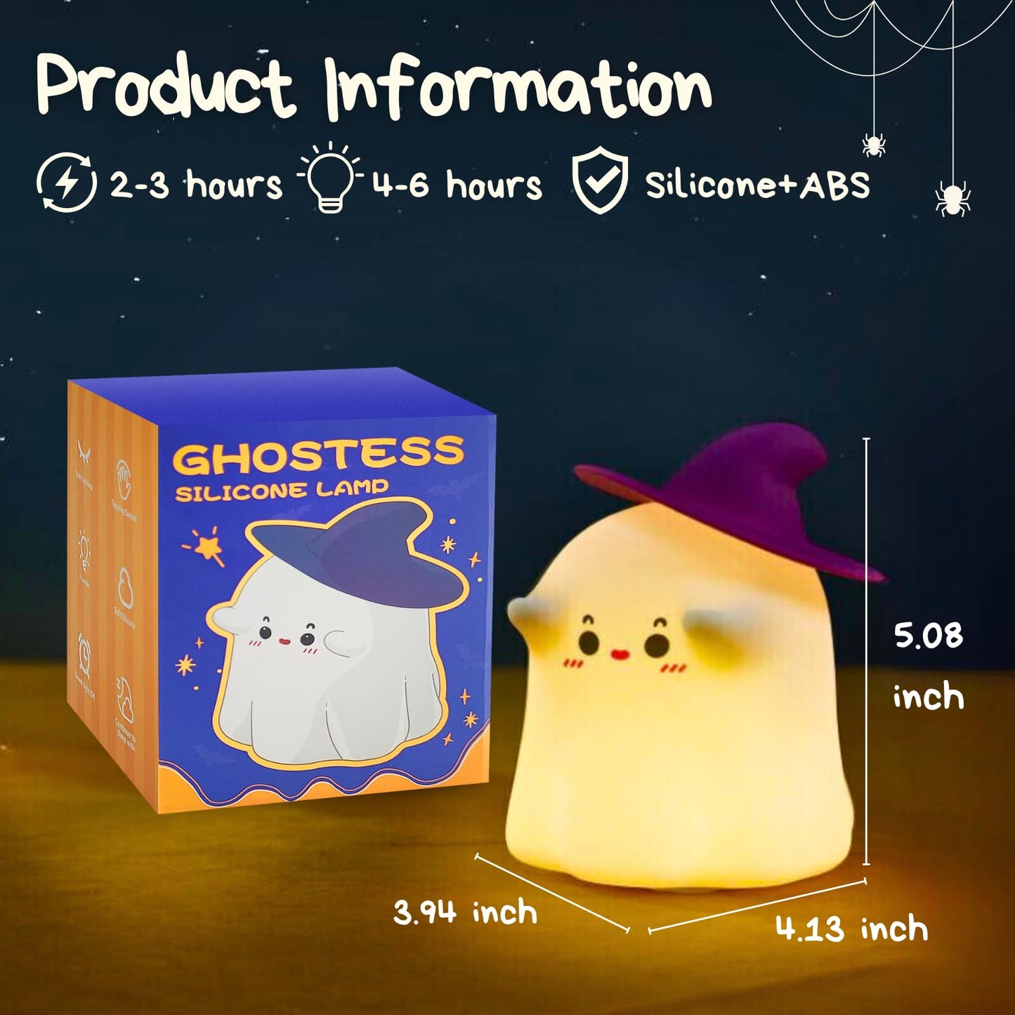 eirix Ghost Night Light Halloween Decorations Night Light Silicone Rechargeable Night Lamp with 3 Level Dimmable Bedside Lamp Nursery Nightlight Dorm Decor, Funny Holidays Gift Cool Gadgets for Kids
