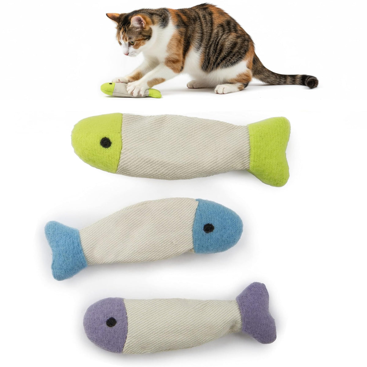 SmartyKat (9 Count) Fish Flop Crinkle Catnip Cat Toys - Multi Color, 9 Count