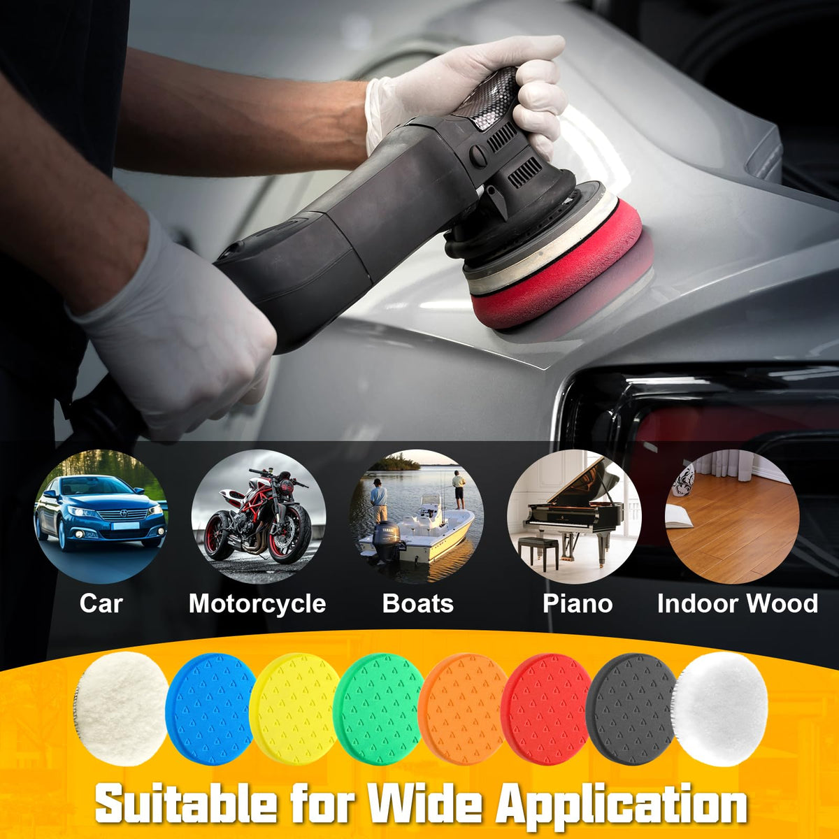 Polishing Pad 7.5 Inch 8 Pcs Foam Buffing Pads Kit with Wool Pads (8 Count)