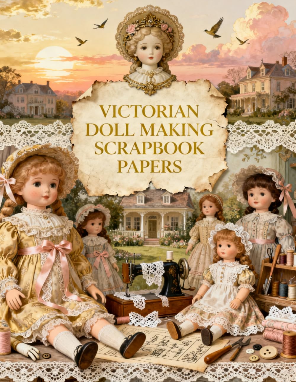 VICTORIAN DOLL MAKING SCRAPBOOK PAPERS: A Carefully Designed 8.5 × 11 Scrapbook Papers with Over 200 Craft Elements on 35 Pages of Stunning Patterns, Cutouts & Creative Designs