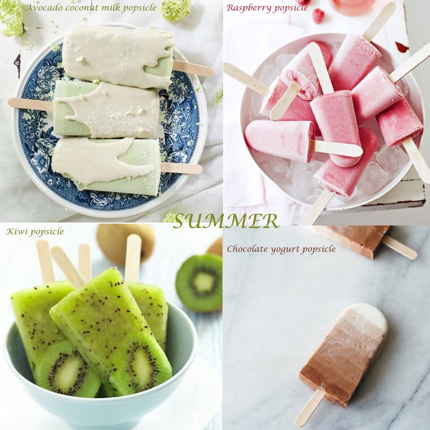 Bongpuda 6 Pieces Silicone Popsicle Molds,Easy-Release Bpa-Free,Ice Pop Mold,Ice Cream Molds For Kids,With 50 Pcs Popsicle Sticks+Cleaning Brush(Green)