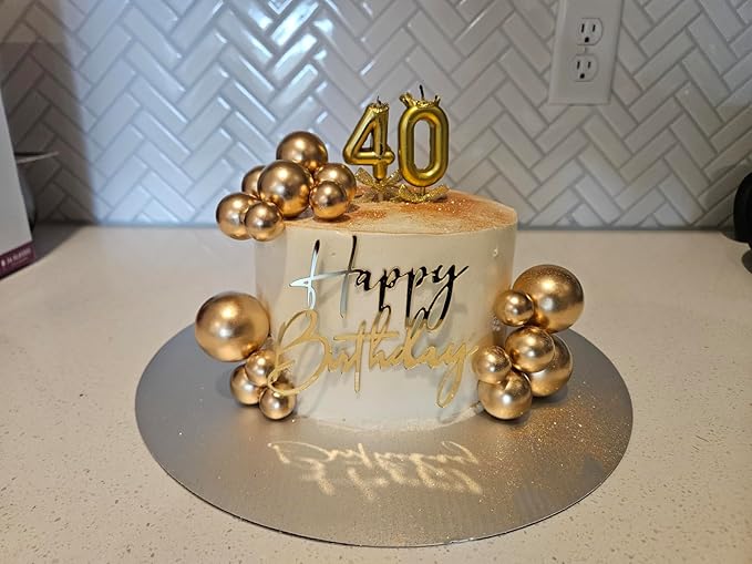 Gold Mirrored Happy Birthday Side Cake Topper