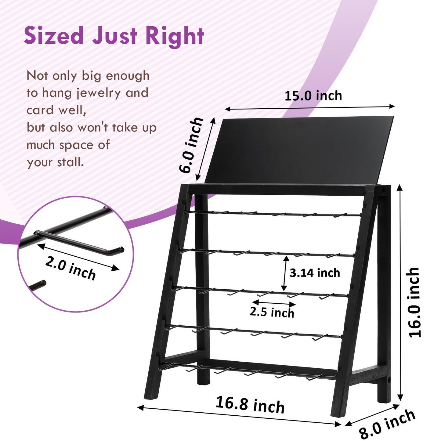Poyilooo Jewelry Display for Vendors, 30 Hooks Wood Earring Bracelet Display for Vendors Selling with Adversitsing Board, Large Capacity Jewelry Display Holder Stands Rack for Earring Cards Keychain