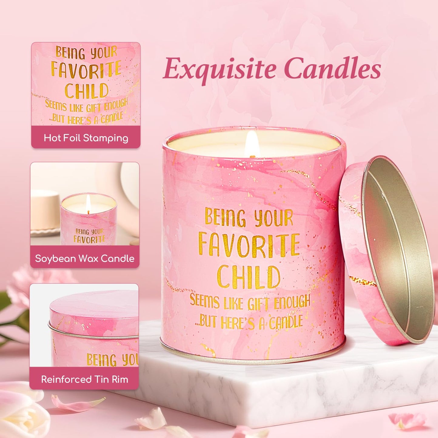 Mothers Day Gift for Mom - 5pc Gift Set Bundle with Scented Candle, Bracelet, Socks, Birthday Christmas Presents from Daughter Son, 5-Item Box