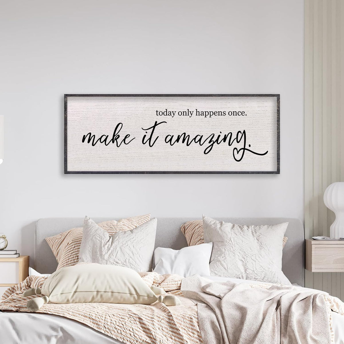 Today Only Happens Once Make It Amazing Wall Decor 40"X15" Quote Inspirational Motivational Sign Wood Frame Wall Art (Black)