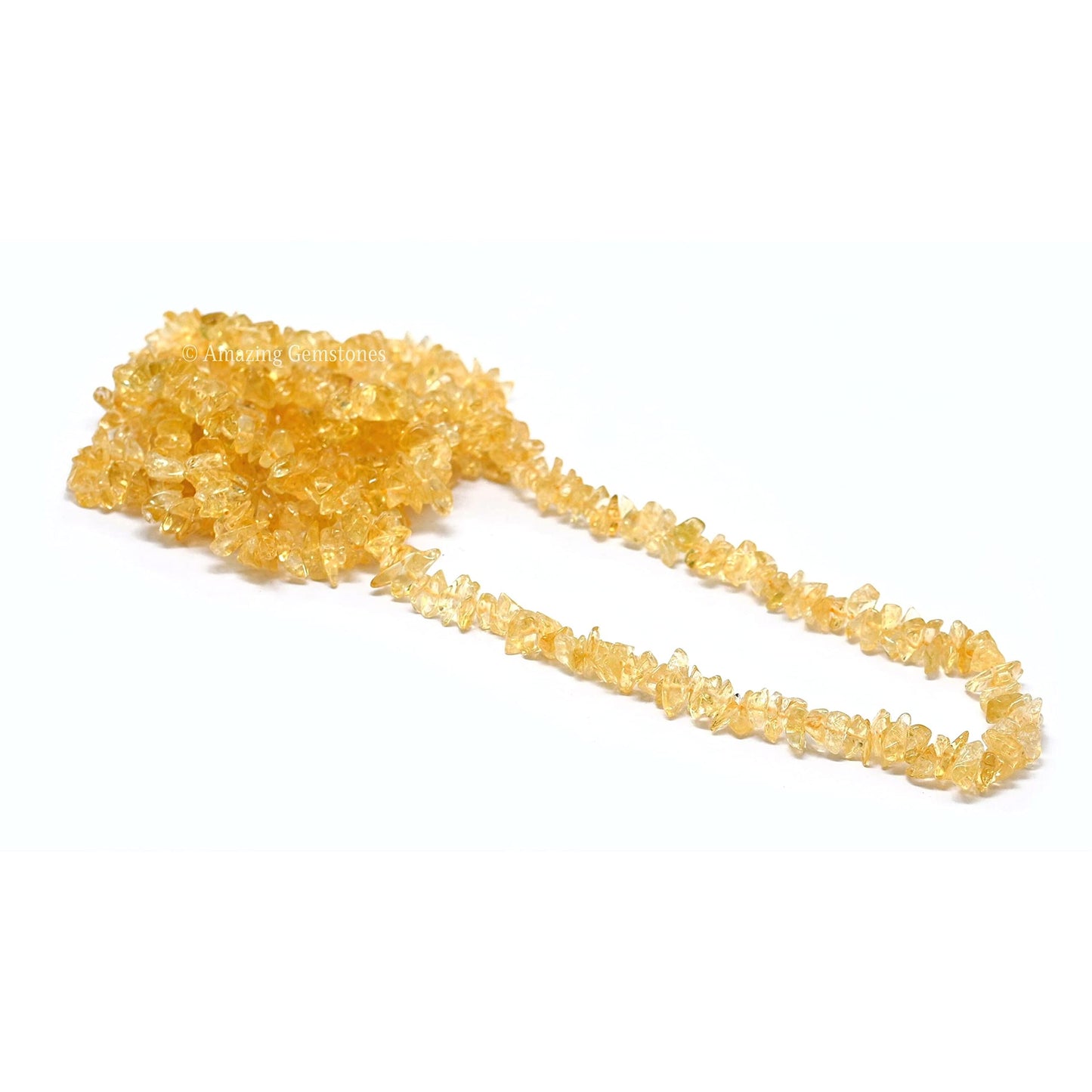Citrine Pre Drilled Crystal Crushed Chips Beads for Bracelets Making, DIY Handmade Natural Healing Crystals (25 Inch Strand)