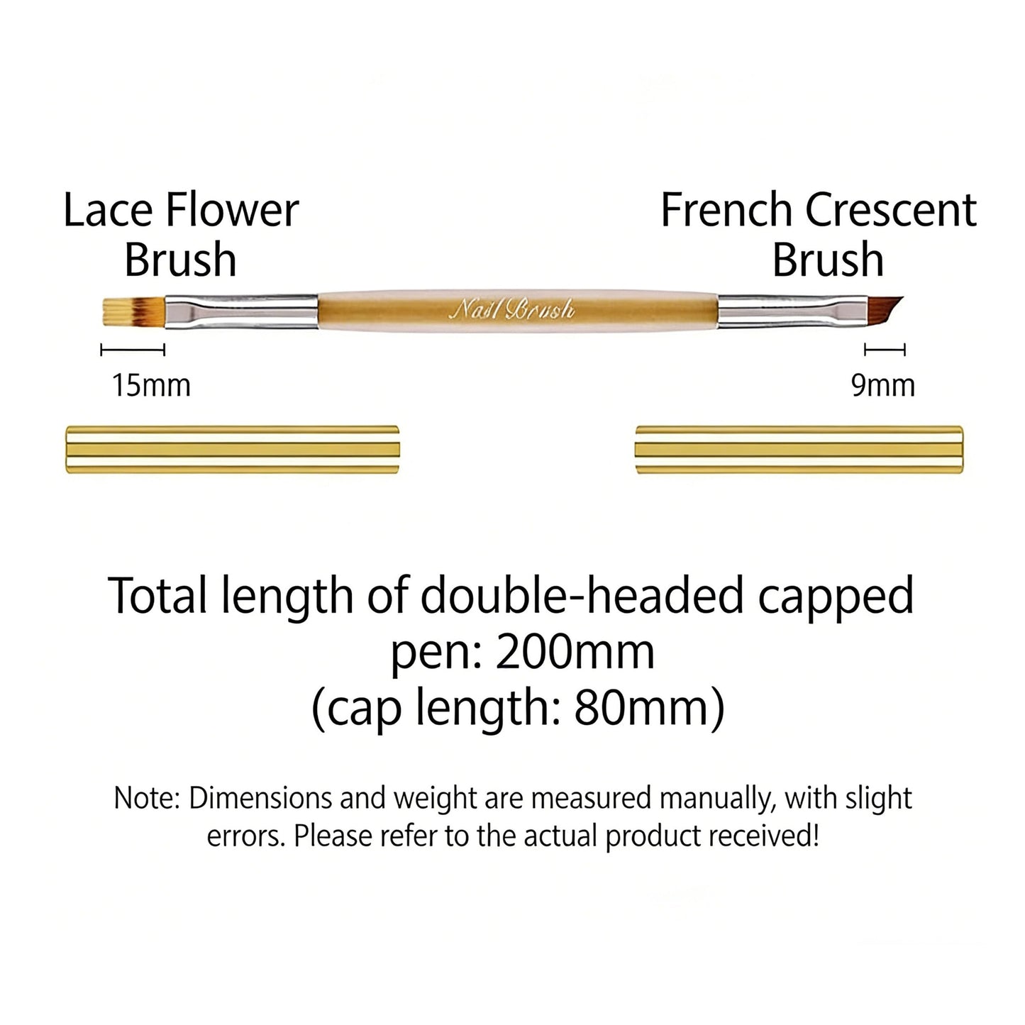 Calyuna Dual-Ended French Manicure & Ombre Nail Brush - Smile Arc & Gradient Glitter Nail Art Pen for Gel Nails