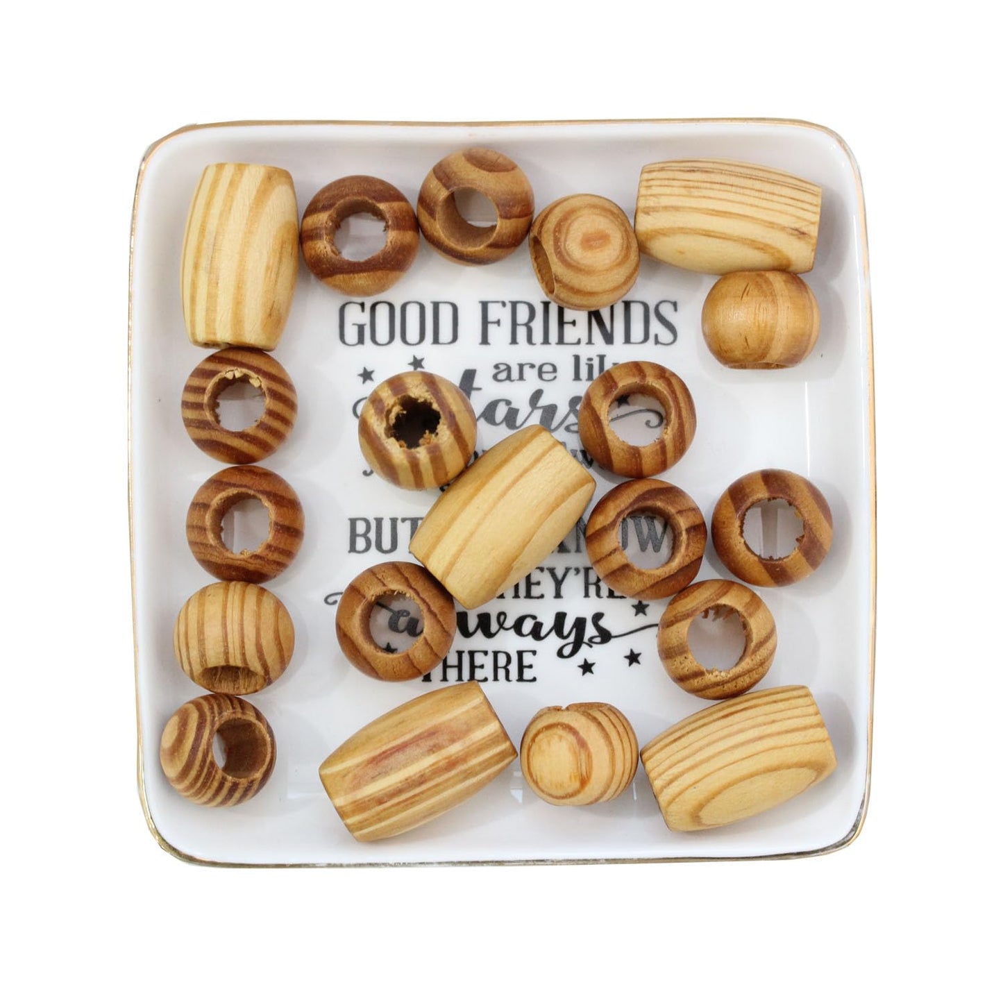 BetterJonny 140Pcs Large Hole Natural Wood Beads - Round Wooden Spacer Beads for Macrame Bracelet Jewelry Craft Making (2 Size)