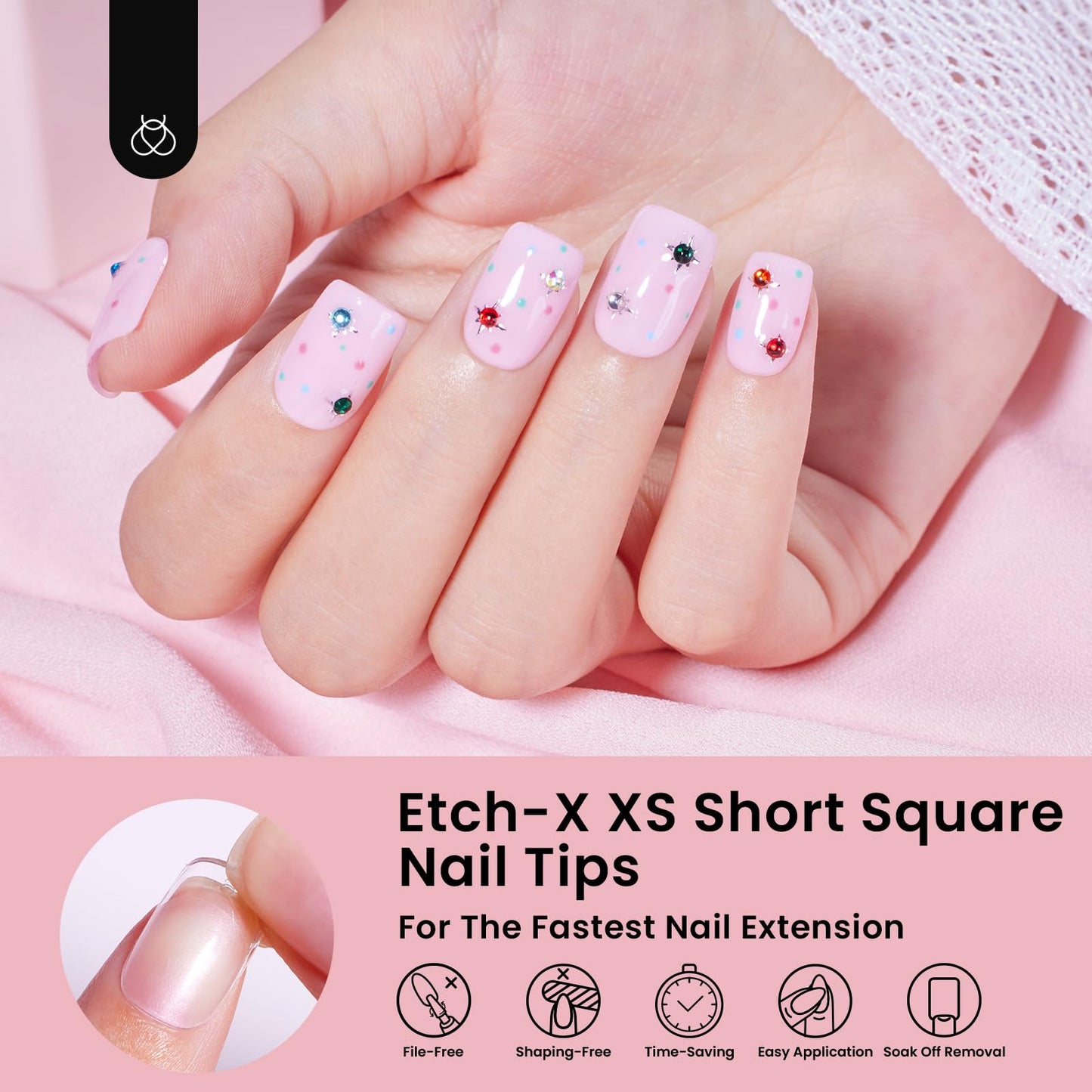 Beetles Short Square Nail Tips: 576PCS 12 Sizes XS Short Square Half Matte Clear False Acrylic Press on Nails Tips Pre-shape Full Cover Nail Tips Nail Extension DIY