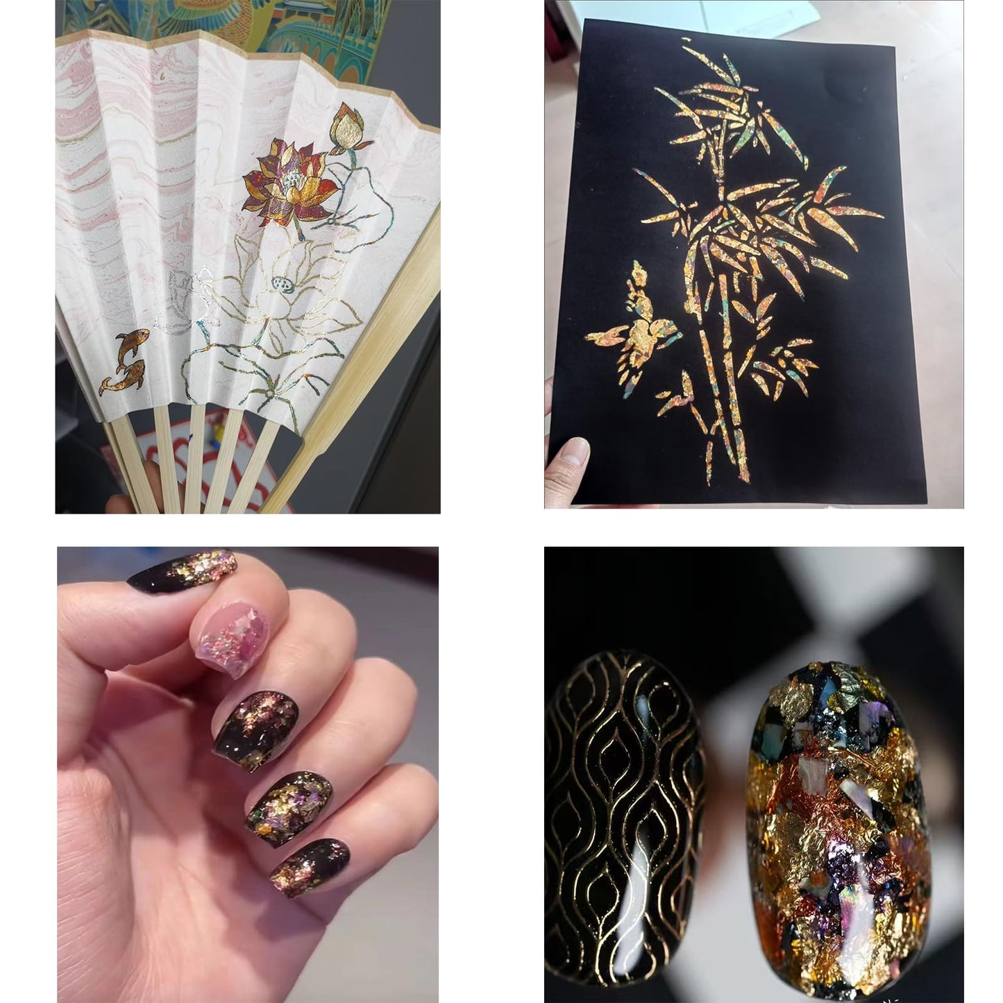 BLWAFY Gilding Flakes Leaf Flakes Gilding Variegated Gold Foils for Art Supplies,Resin,Nails,Painting,Crafts(Multicolor)