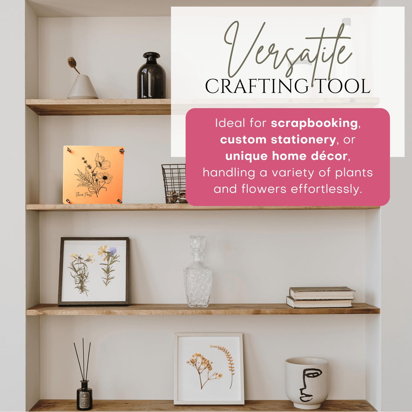 Wooden Flower Press - Durable Bolt Lock Design Complete Pressing Kit w/White Absorbent Sheets, Ebook Guide & More - 10 Layers for Drying & Preserving Flowers - Ideal Craft Gift for Nature Lovers