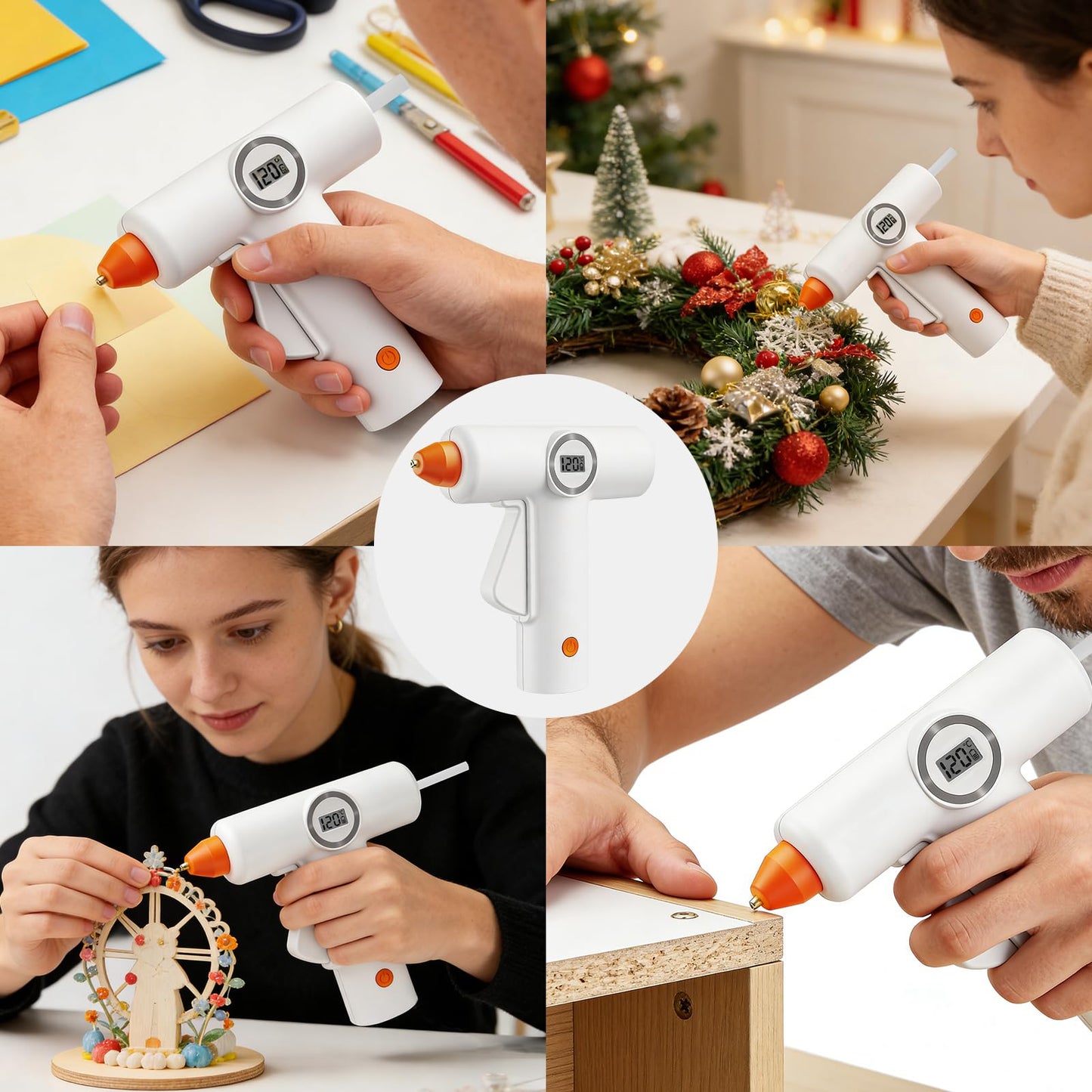 Tendak Cordless Hot Glue Gun with 20 Glue Sticks, Fast Preheating & Rechargeable Hot Melt with LED Display and Battery Indicator Light, Mini Glue Gun for School Crafts DIY Arts and Quick Home Repairs