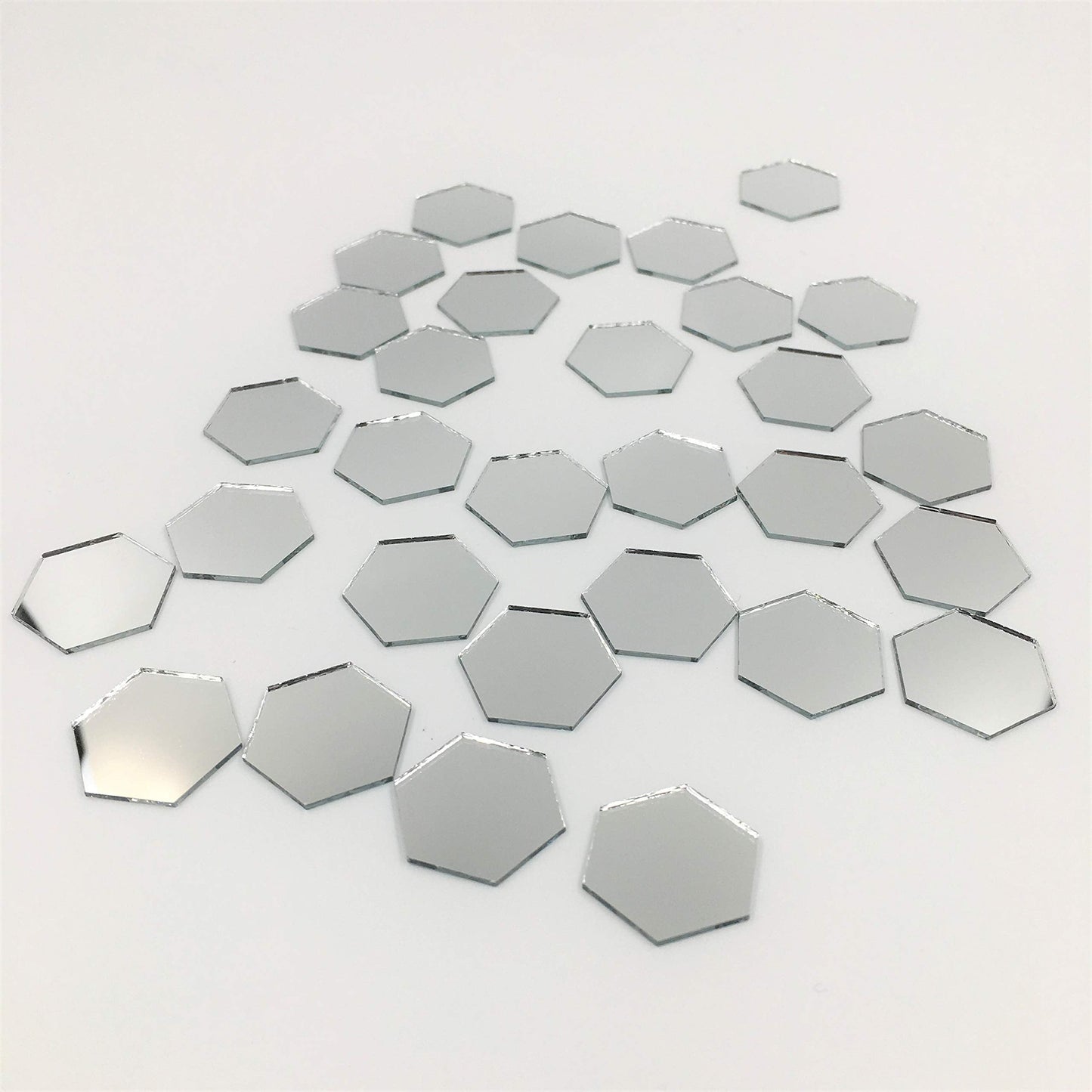 NUO RUI 1'' Hexagonal Mirror Mosaic Tiles Craft Mirror Pieces Bulk 100 Pieces for Craft Projects Home Decor