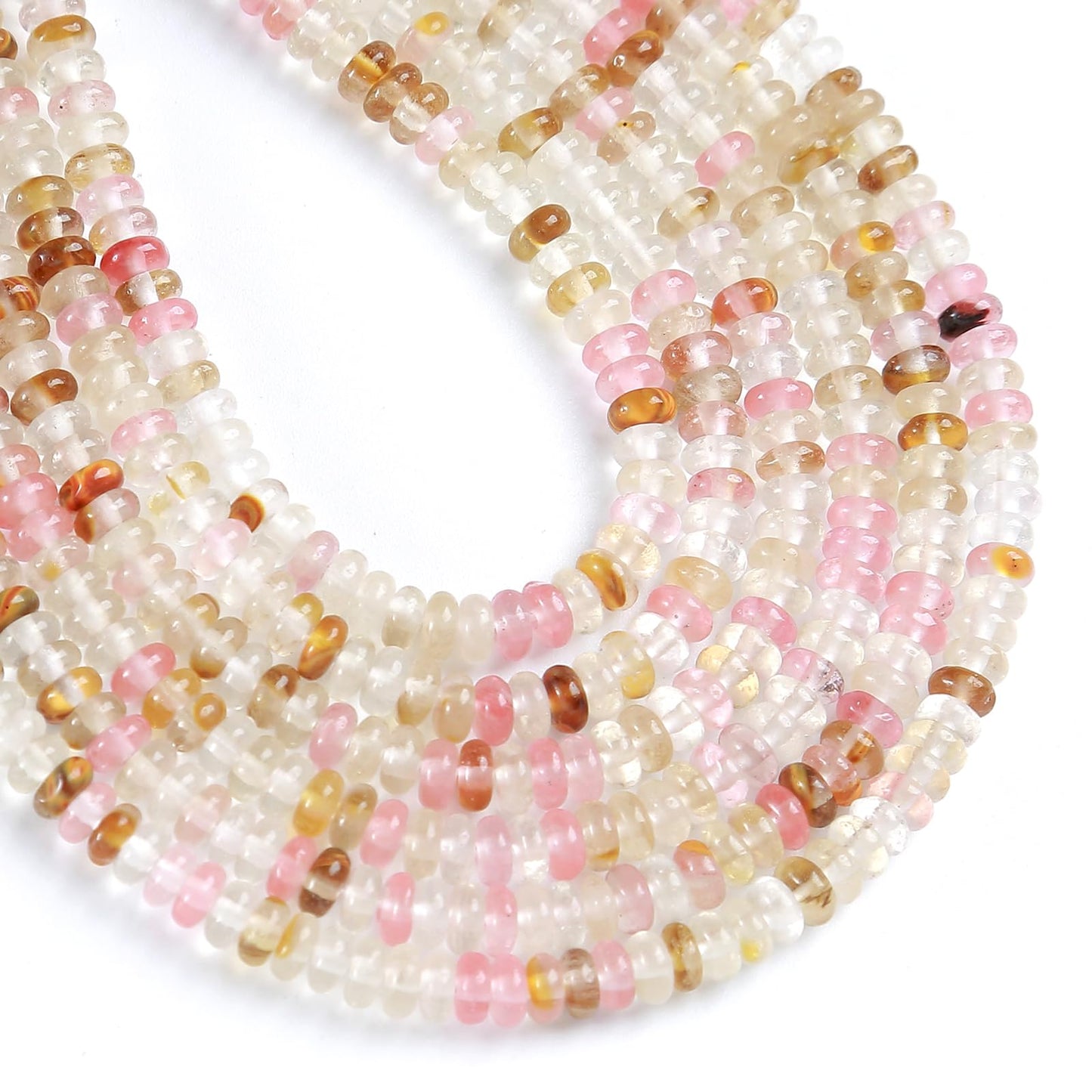 150PCS 2x4mm Natural Watermelon Tourmaline Stone Rondelle Beads Abacus Disk Stone Beads Round Loose Spacer Gemstone for DIY Bracelet Necklace Jewelry Making