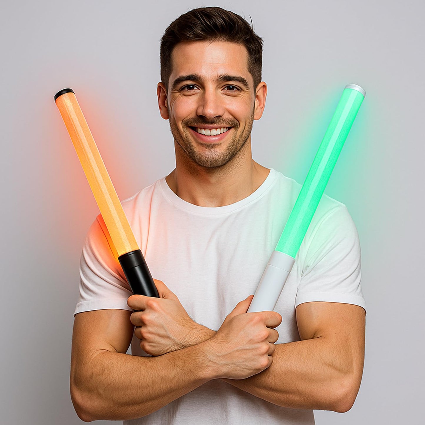LED Glow Sticks Reusable Glow Party Favor Supplies Multicolor Light Up Stick Idol Concert LED Flashing Bright Glow Lightsticks for Wedding, Birthday, Raves, Concert, Halloween, Christmas (Black-2Pack)