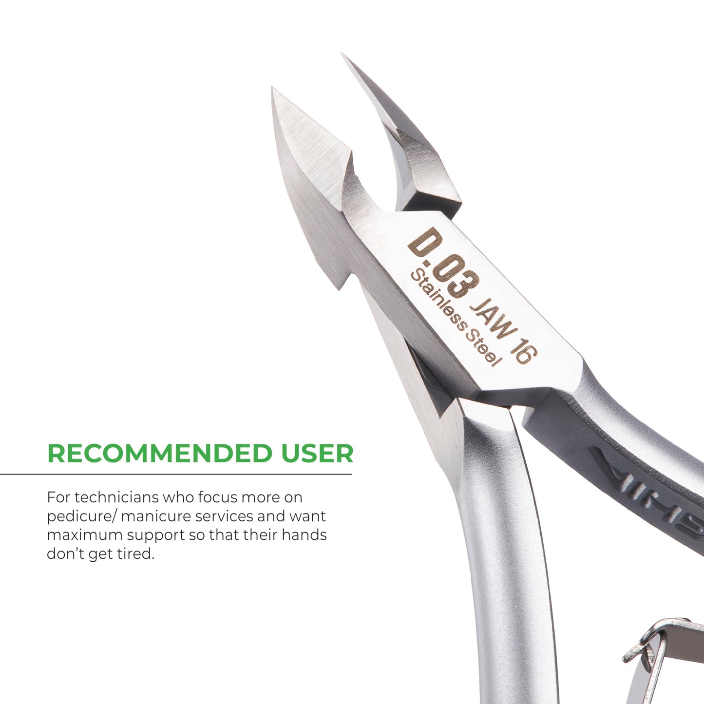 NGHIA Cuticle Nipper - D-03 JAW 16 | Stainless Steel | Durable and Sharp | Ergonomic Design | Grey Plated | Ideal for Salons and Home Use
