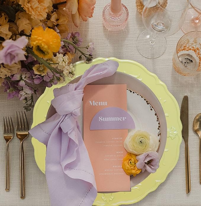 Spsyrine Light Yellow Charger Plate, 13" Embossed Plastic Table Plate Chargers for Dinner, Set of 6 Elegant Decorations for Wedding, Dining, Party Events.