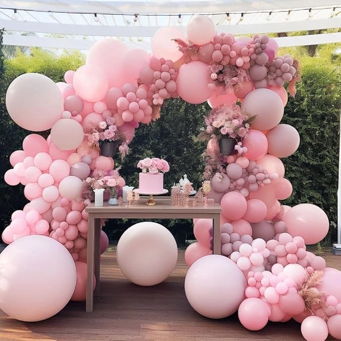 Pastel Pink Balloons Latex Light Baby Pink Balloon Garland Arch Kit Different Sizes for Birthday Baby Shower Winter Bridal Prom Party Decorations