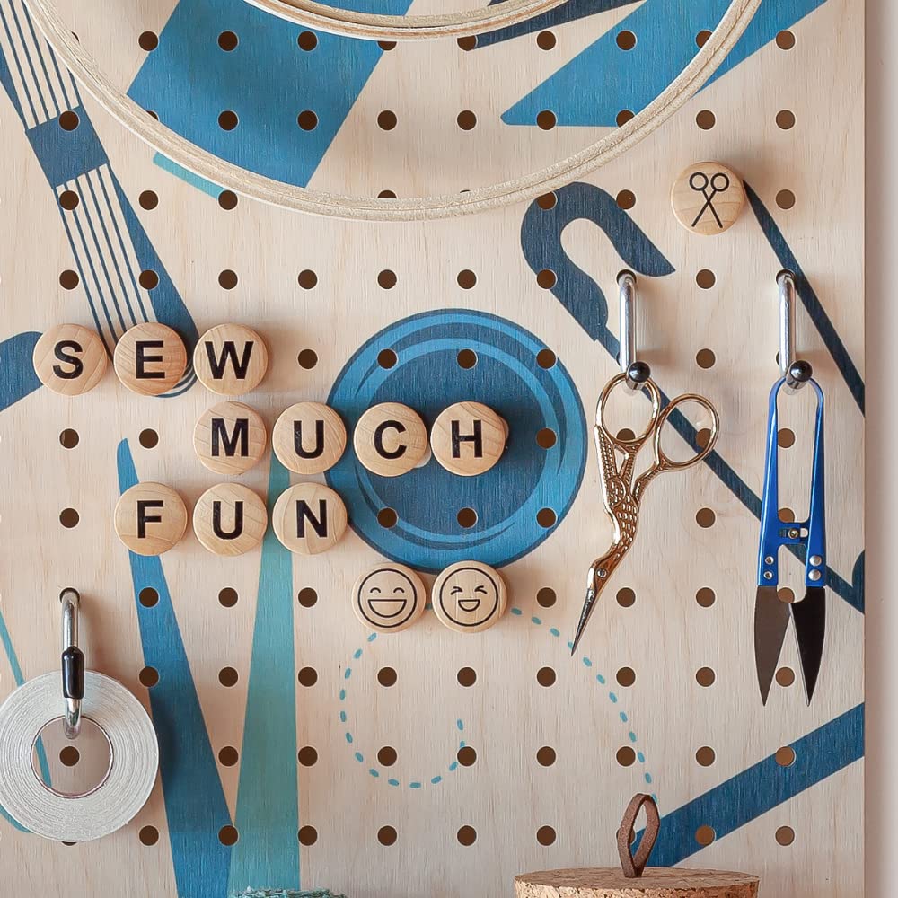 Craft Room Pegboard Letters for Pegboard Craft Peg Board Organizer Accessories | 115 Pegboard Decoration Blocks with Emojis - Round