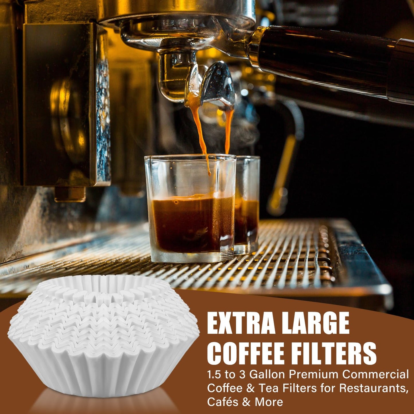 AmazingSpark 500 Pcs Extra Large Coffee Filters Disposable White Commercial Paper Filters for Coffee Brewing, Restaurants, Large Brewers, No Overflow, No Tearing(15in X 5-1/2in)