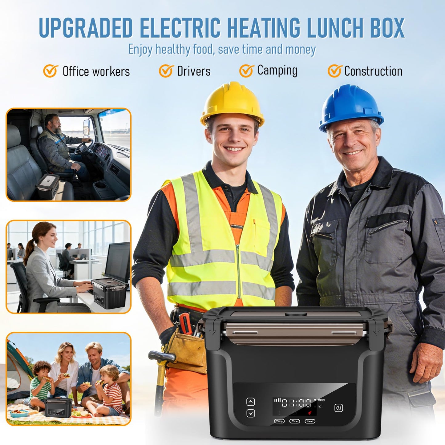 GALOKEO 2026 Upgraded Cordless Electric Lunch Box for Adults, 20,800mAh Rechargeable Heated Lunch Box with Even Heating, XL 6.3 Cup Self-Heating Lunch Box for Construction, Office & Travel
