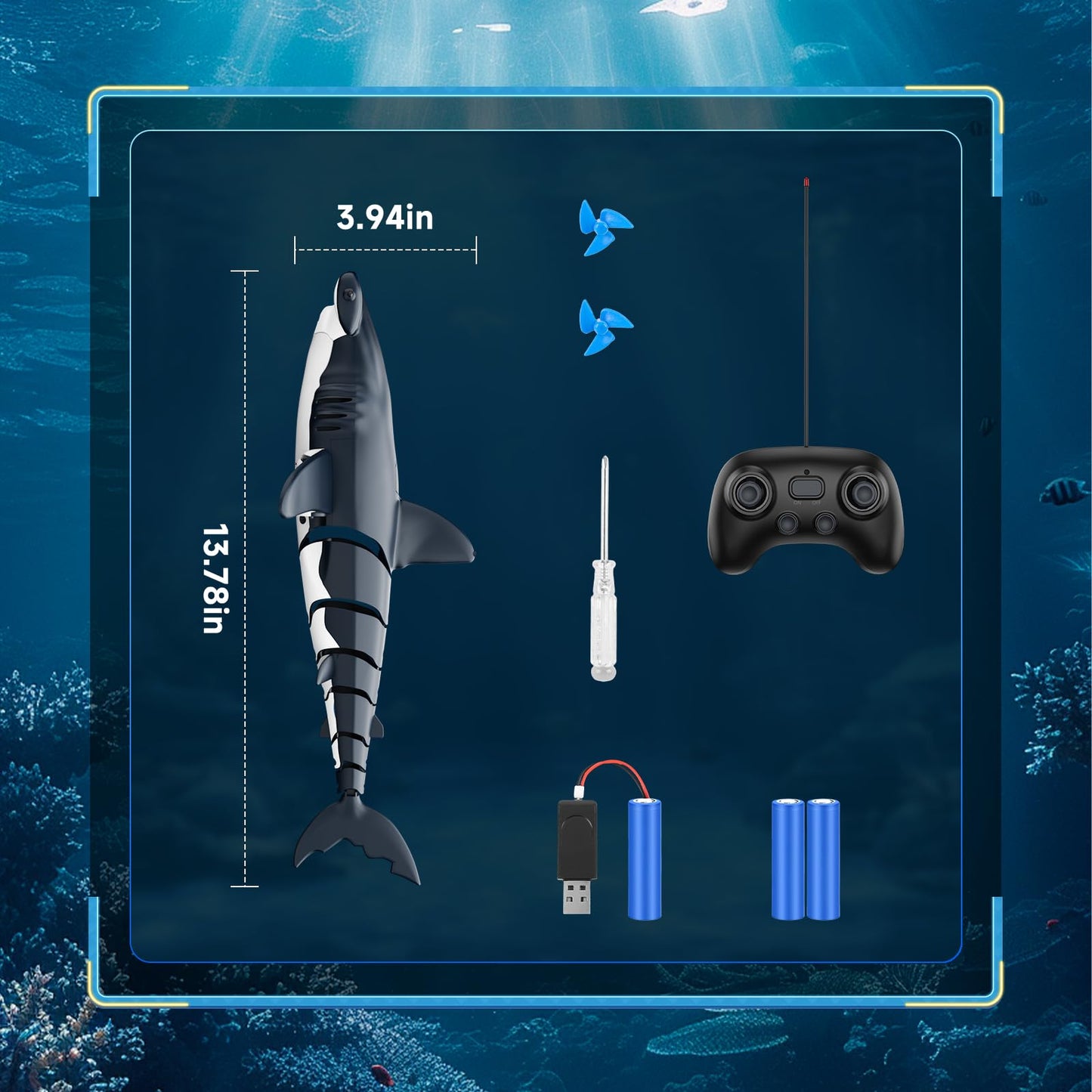 fygurso Remote Control Shark Toys High Simulation,Water Toys for Kids, High Simulation Shark for Pool & Bath, Ideal Gifts for Boys Ages 6+ (Gray)