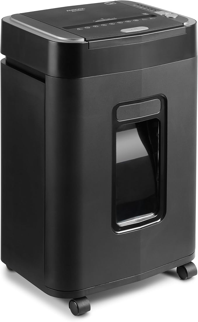 Aurora Professional Grade 150-Sheet Auto Feed Micro-Cut Paper and Credit Card Shredder with 6.3 Gallon Pullout Basket / 60 Minutes/Security Level P-4