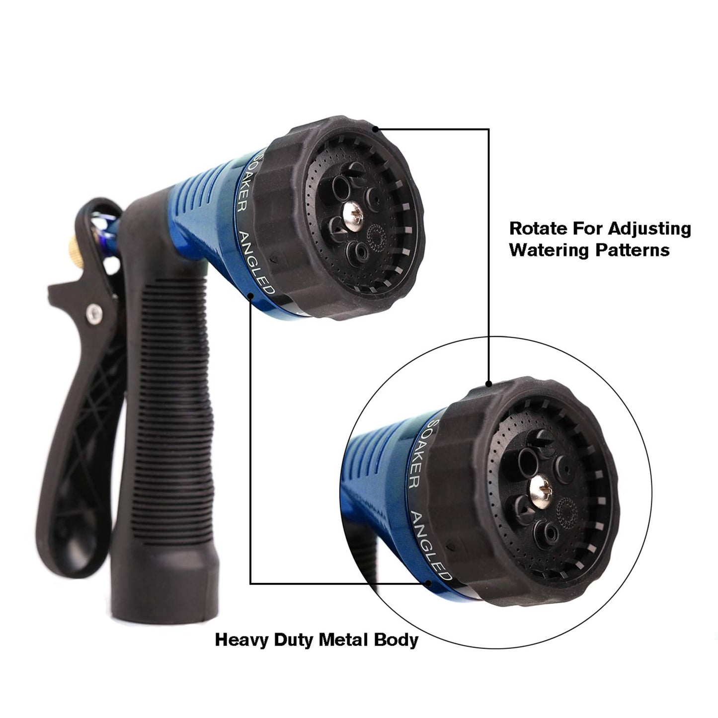 GREEN MOUNT Water Hose Nozzle Spray Nozzle, Metal Garden Hose Nozzle with Adjustable Spray Patterns
