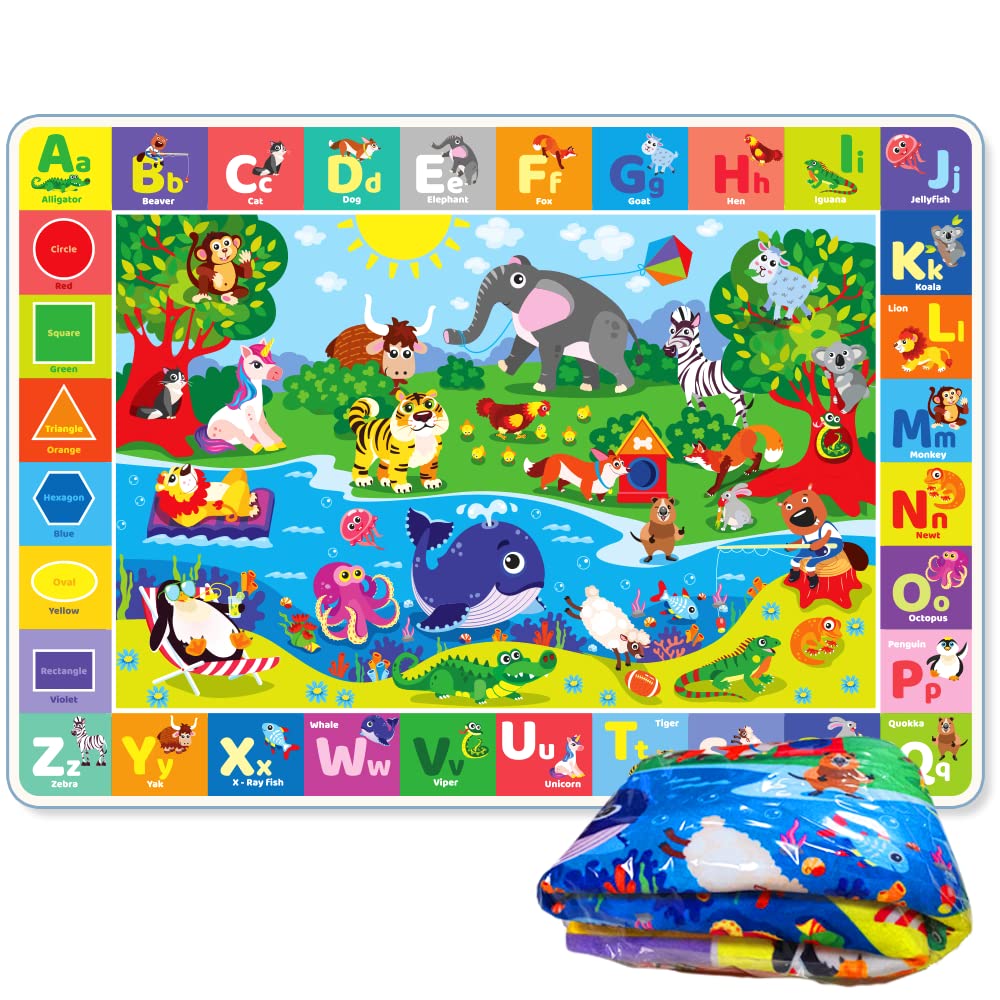 QUOKKA Baby Mat for Floor Play for Babies 6-12 Months – Super Soft Baby Floor Play Mat for Toddlers 1-3 – Extra Thick Crawling Plush Rug for Nursery – Padded Foldable Activity Infant Playroom Carpet