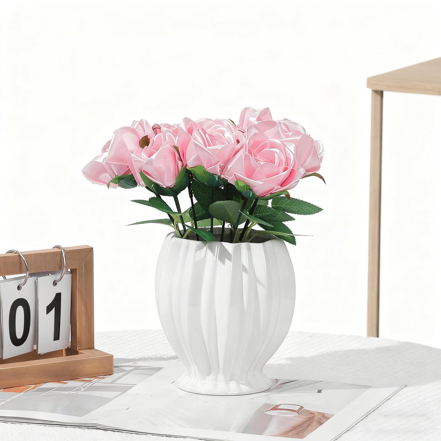 Forever Rose Craft Bundle: Make 7 Finished Flowers! This Complete Kit Has Pre-Assembled Petals, Stems, Leaves & Tape. The Perfect Convenient DIY Gift (Need Assembly) For Wedding,Anniversary