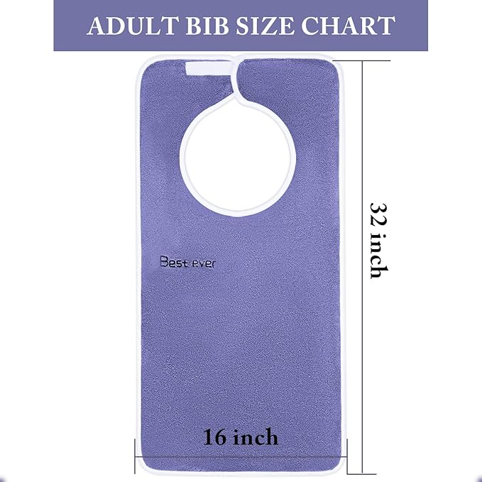 3 Pack Adult Bibs, Microfiber Super Soft Eating Cloth for Adults, Disabled, Adjustable, Dining Clothing Protector
