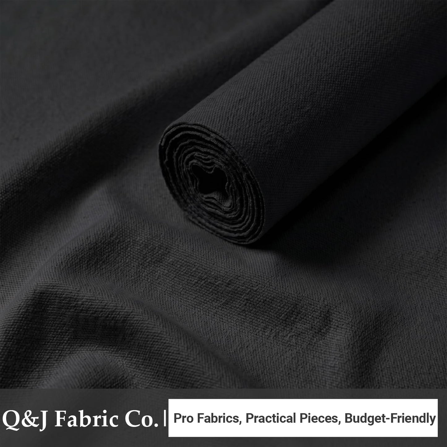 Q&J Fabric Co. 3 Yards Black Canvas Fabric by the Yard 8oz 400D Cotton Blend Canvas Material 59 Inch Wide for Sewing DIY Crafts Home Decor Tote Bags