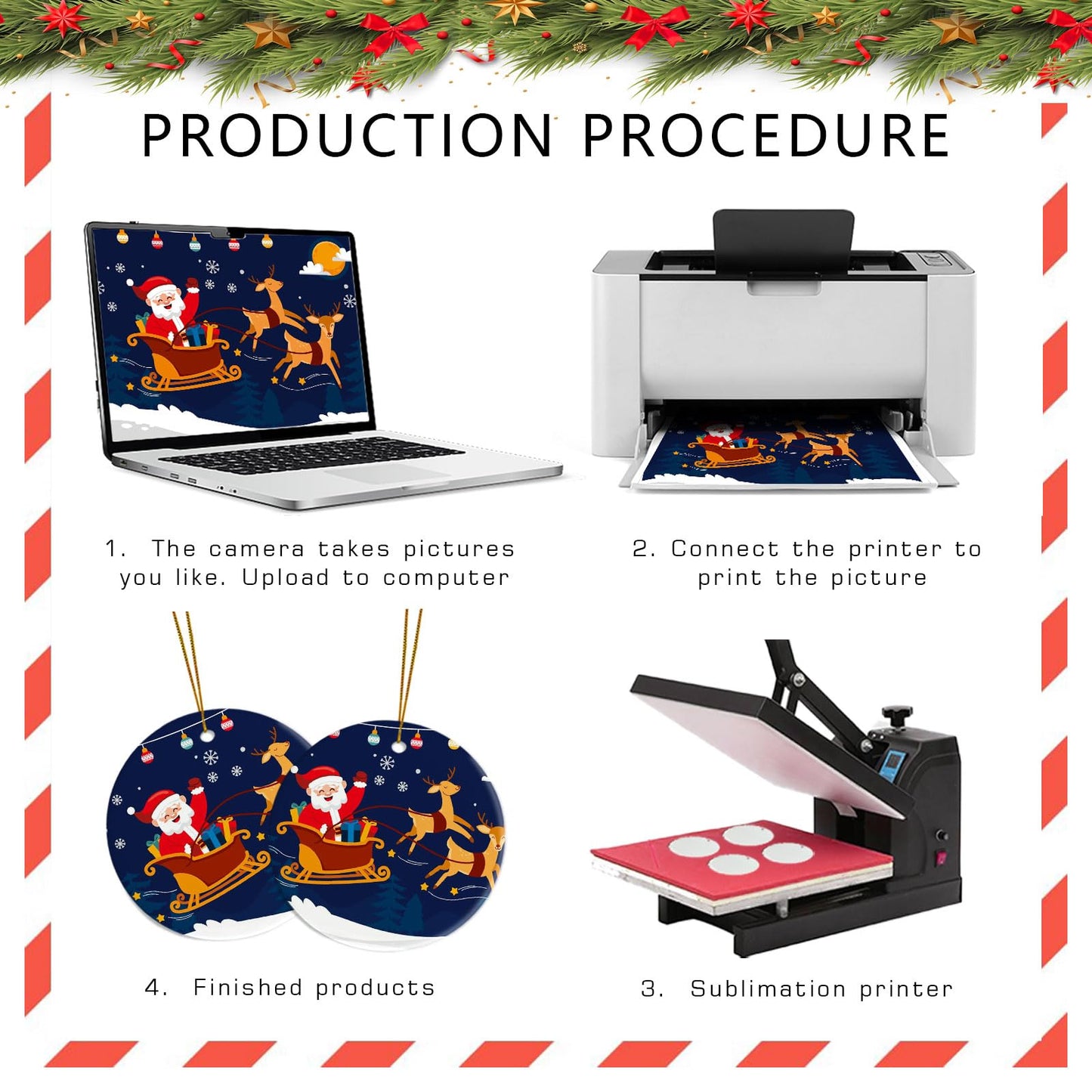 Sublimation Ceramic Ornaments Personalized White Round Porcelain Ornaments for Xmas Tree - Bulk Ceramic Discs, Sublimation Ornament Blanks Ideal for Heat Press Printing (25, Round)