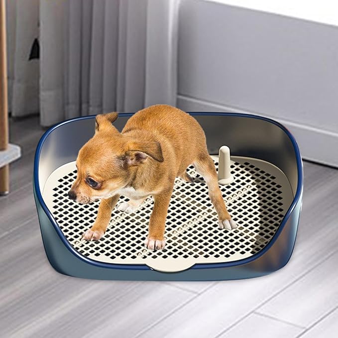 sporful Dog Tray with Wall for Cats and Dogs, Elevated Pet Feeding Station, Wall-Mounted Pet Bowl Tray with Barrier, Multi-Level Pet Food Dispenser for Clean Feeding- Blue L
