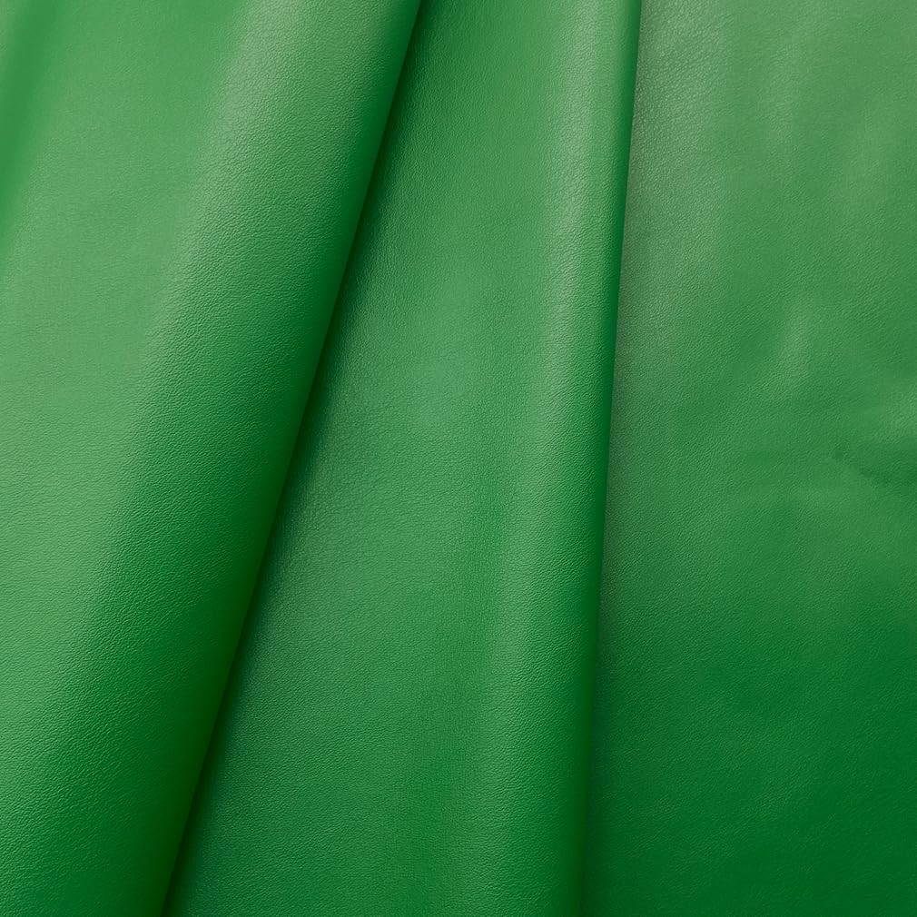 Soft Smooth Faux Leather Fabric Solid Color Vegan Synthetic Imitation Leather Fabric 16" x 54” Large Size for Upholstery Crafts, DIY Sewings, Earrings Bows Wallets Making (Green)