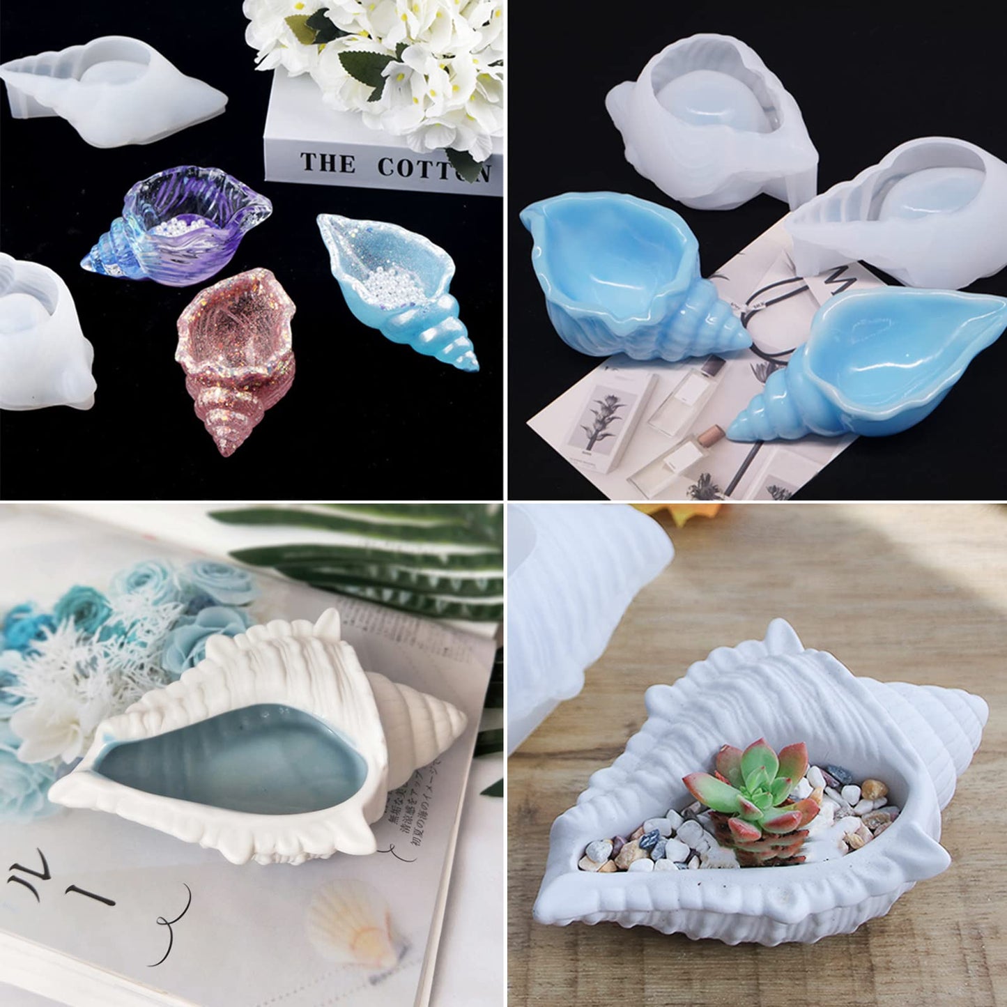 3PCS Conch Silicone Tray Resin Mold Unique Sea Snail Mould for Epoxy Resin Casting Jewelry Plate Candle Holder Trinket Storage Mold for DIY Art Crafts Supplies Home Decor