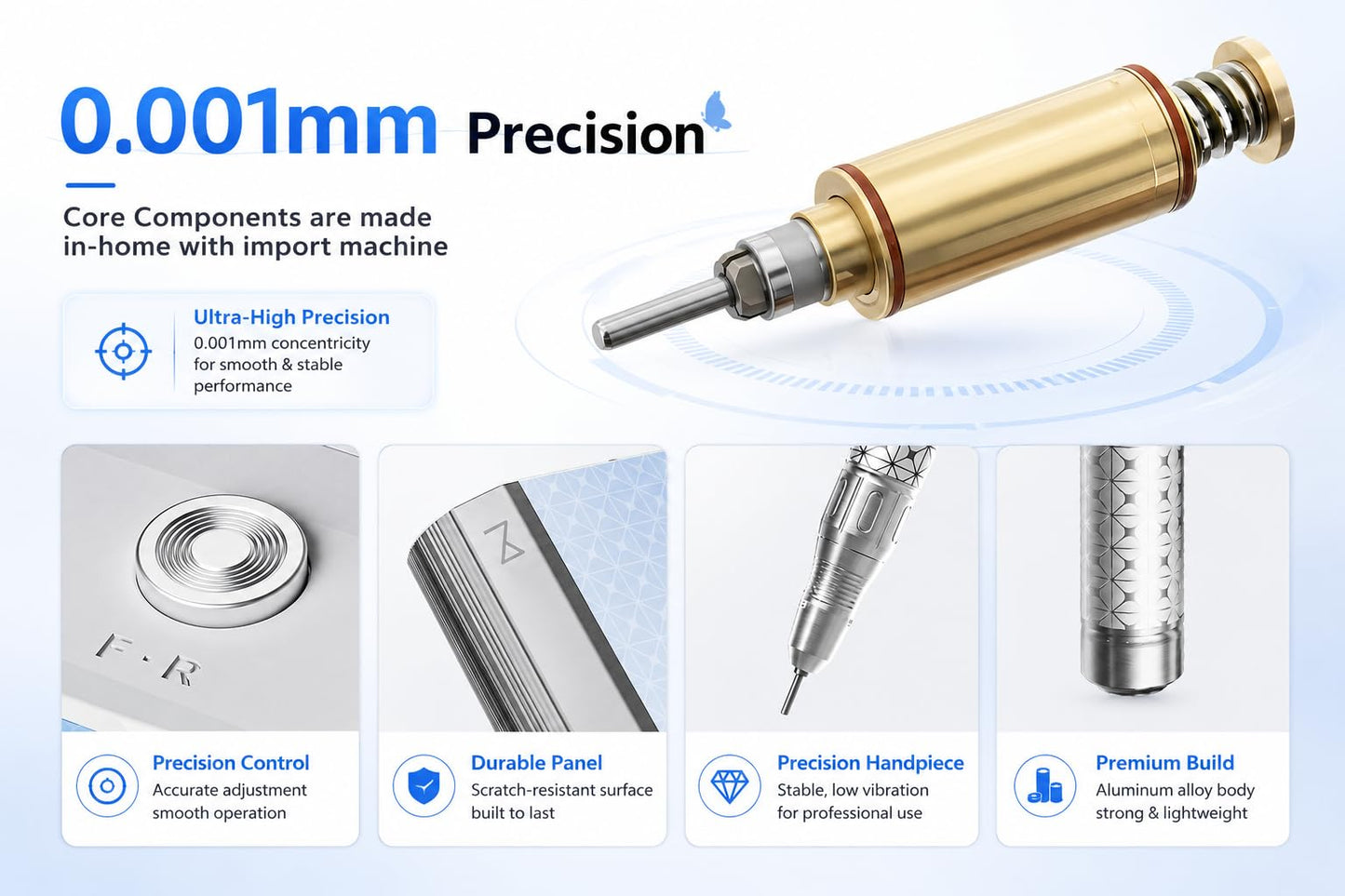 M Pro Spin Nail Drill 60W Brushless Motor 35,000 RPM, Cordless Rechargeable Electric Nail File, Professional E File Machine for Acrylic Gel Nails, Low Noise Portable Salon Use β White