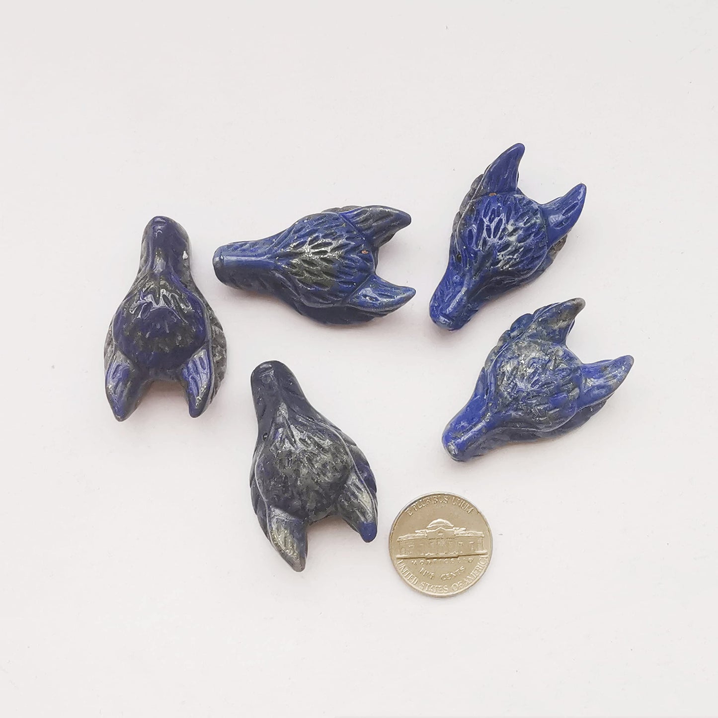Bacatgem Natural Lapis Lazuli 1.57 inchs Wolf Head Pocket Crystals and Healing Stone Figurine,Haped DIY-Jewelry Pendant