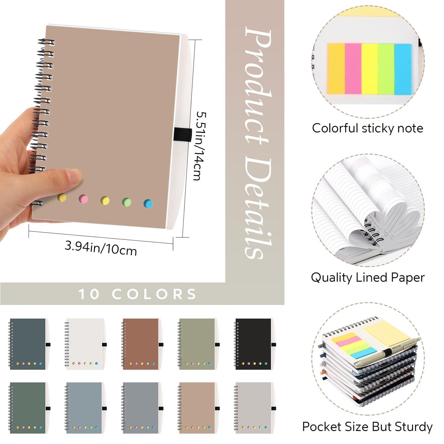20 Set Employee Appreciation Gift Bulk Weekly Planner Notebooks to Do List Spiral Notebook Journal with Ballpoint Pen, Sticky Note for Office Teacher Student Graduation Thank You Gift(Classic Color)