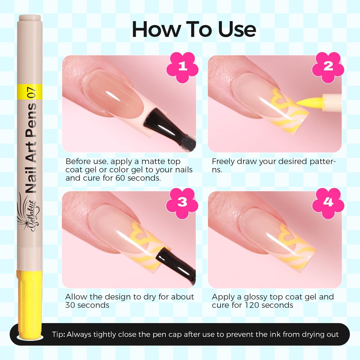12 Color Nail Art Pens, 3D Nail Polish Pens Set 0.7mm Quick-Drying Acrylic Paint Markers Dotting Liner Drawing Pen Manicure Tools Set for Nail Design, DIY Home Salon Manicure Tools