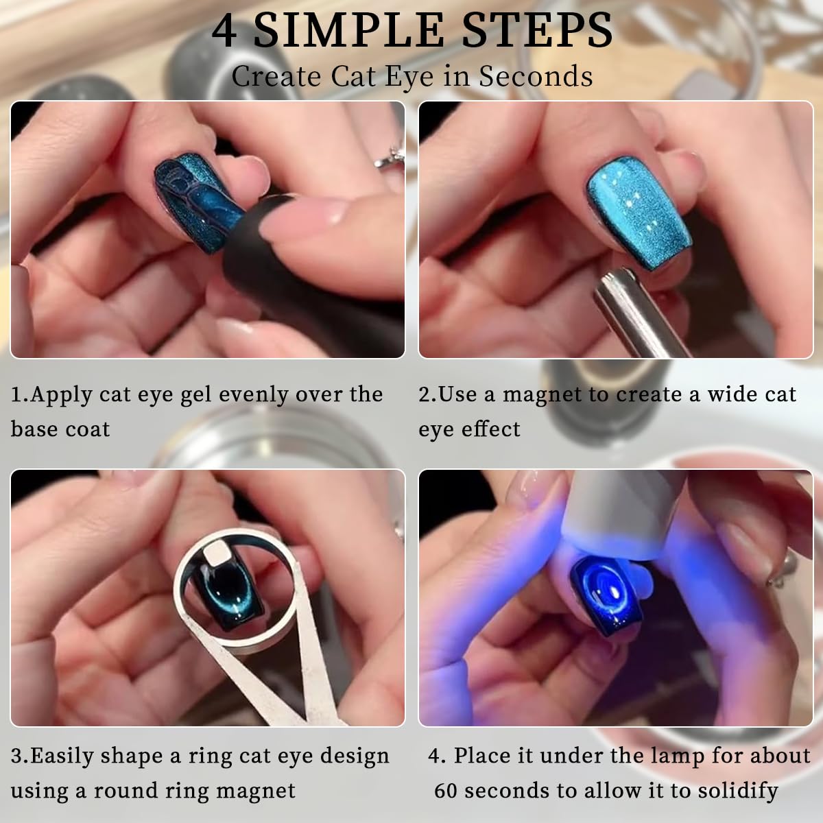 Cat Eye Nail Magnet Tool Set – Ring-Shaped & Y-Shape Magnets for Gel Polish, Hollow Design for Wide Beam, Heart & French Effects, Portable Nail Art Tool for DIY & Salon Use (2 Pack)