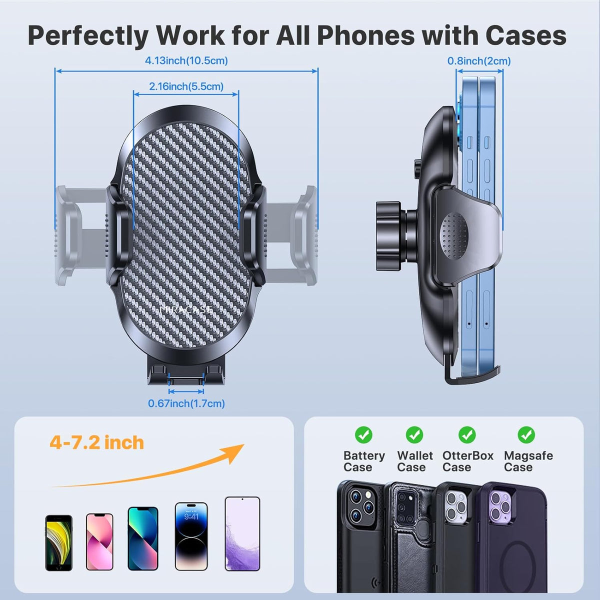 Miracase Phone Holders for Your Car with Metal Hook Clip, Air Vent Cell Phone Stand Car Mount, Universal Automobile Cradle Fit for iPhone Android and All Smartphones, Dark Black
