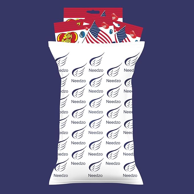 Needzo Red, White, and Blue Fruit Flavored Jelly Beans, American Mix Shareable Candy, Gourmet Chewy Candies for 4th of July and Birthday Parties, Pack of 3 (Red White Blue)