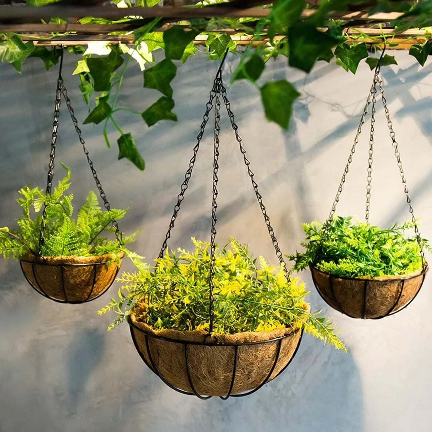 SEHOI 15 PCS 19 Inch Black Hanging Basket Replacement Chain, Metal Hanging Basket Chains 3 Point, Flower Pot Hanging Chain with Hooks Plant Pot Hanging Chain for Planters and Bird Feeders