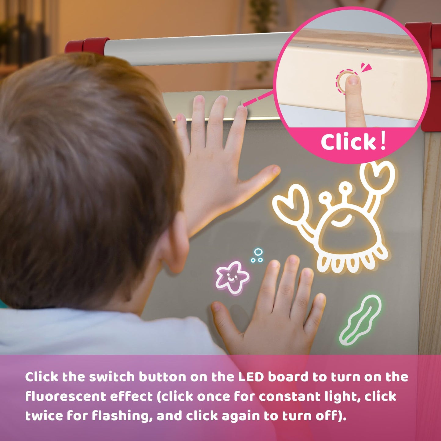 JOYOOSS LED Easel for Kids Ages 4-8 Easels for Toddlers Art Kids Easel Ages 8-12 Light Up Wooden Drawing Easels Magnetic Black Board with Paper Roll for Kid LED Dry Erase Board